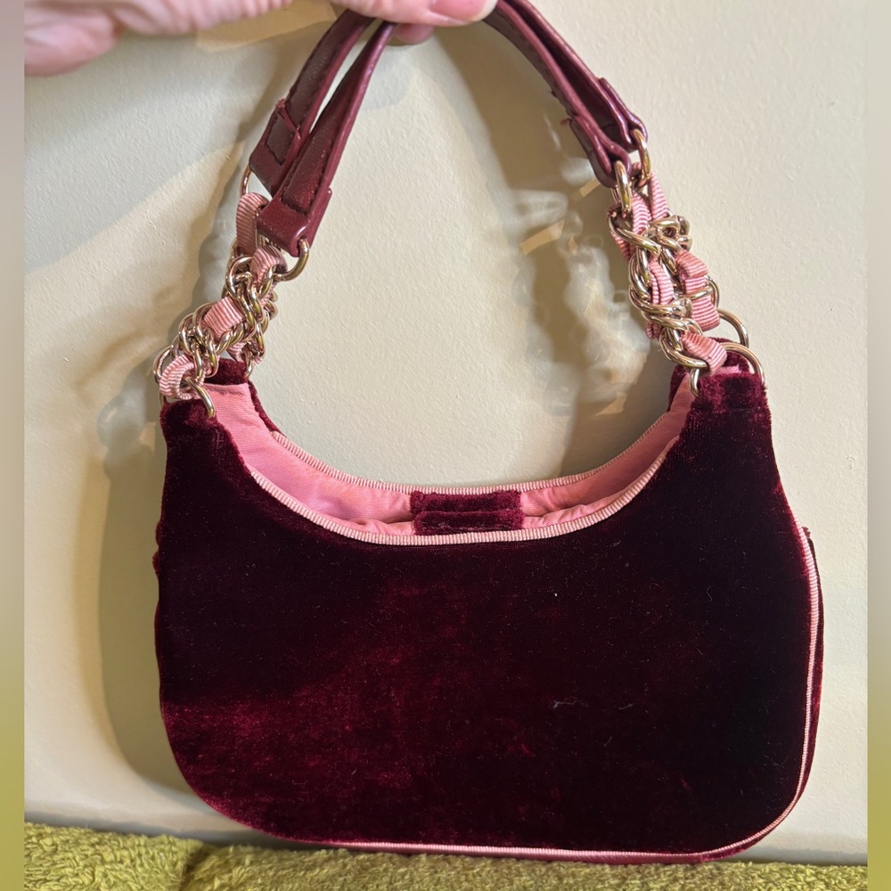 Liz Claiborne Velvet Mini Bag - Burgundy and Pink